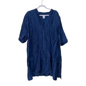 Chico’s Plus Size Blue Linen Blend Travel Dress